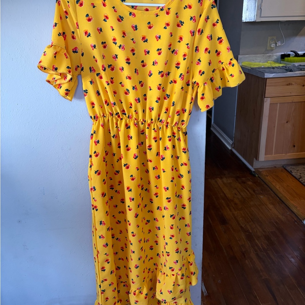 Yellow Floral Kids Dress